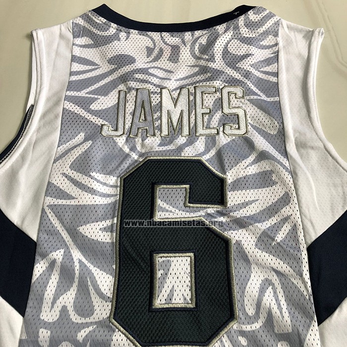Camiseta USA 2008 LeBron James NO 6 Blanco
